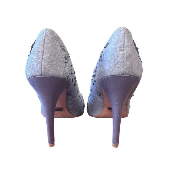 Women's Badgley Mischka Lace Embroidered & Floral Sequin Round Toe‎ Heels 9M - Picture 3 of 4